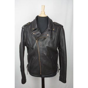 Fox Creek Leather Motorcycle Biker Leather Zip Up Jacket Sz M